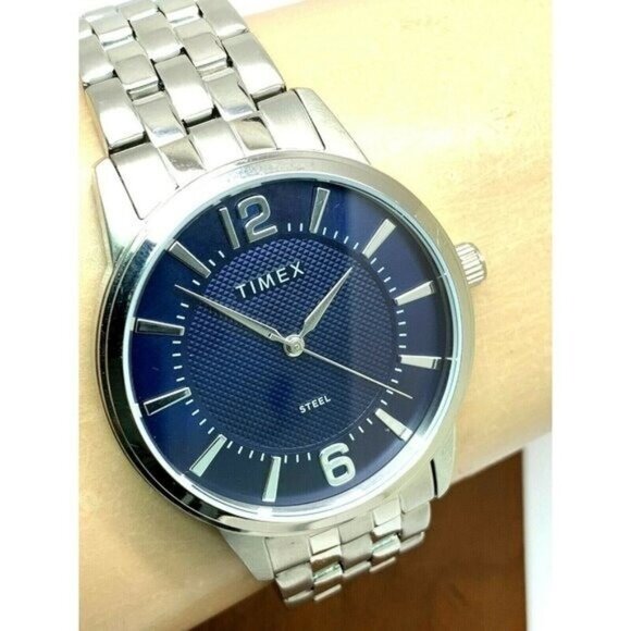 Timex Men's Watch TW2T59800 Quartz Blue Dial Silver Tone Stainless Steel 40mm - Picture 10 of 13